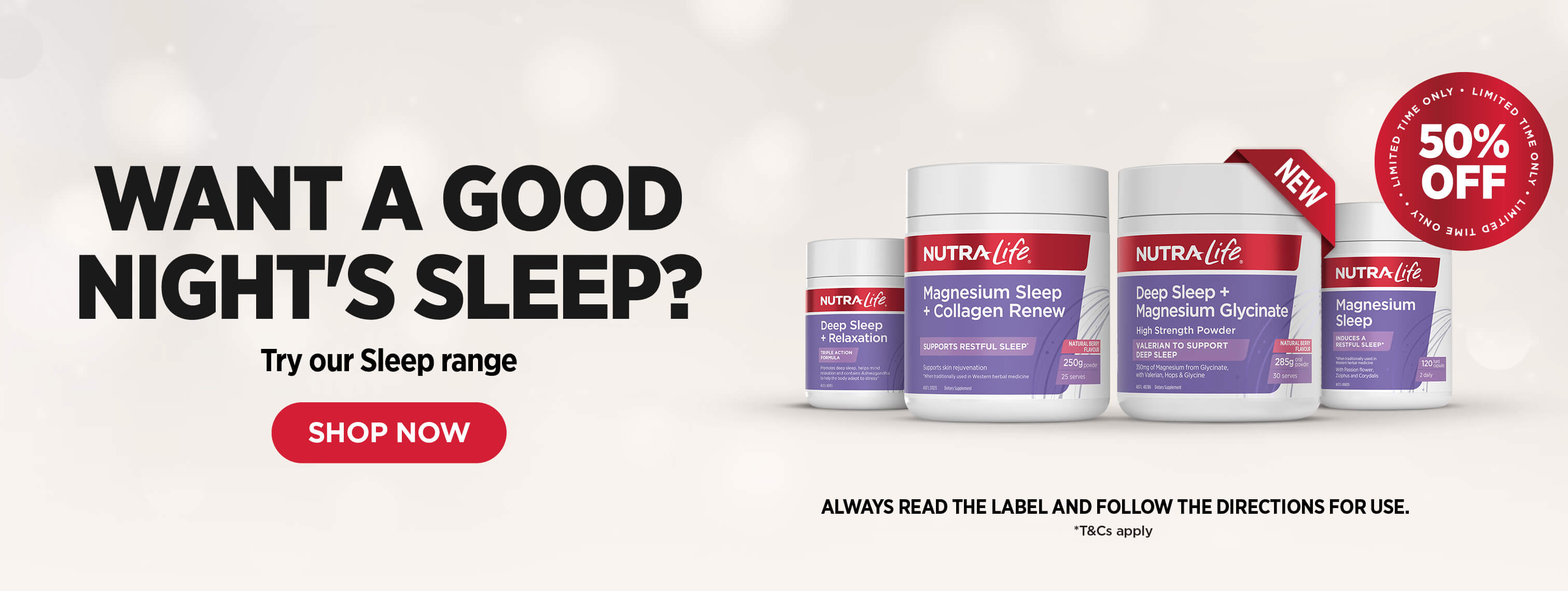 Sleep range packshots