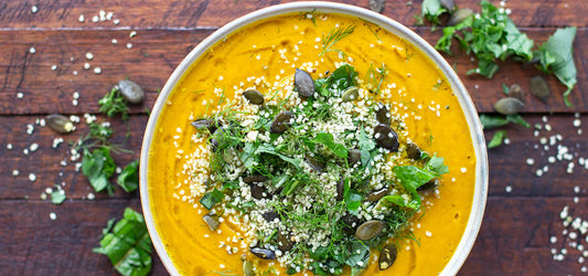 Sweet Potato, Pumpkin & Turmeric Soup by Jessica Cox Nutrition