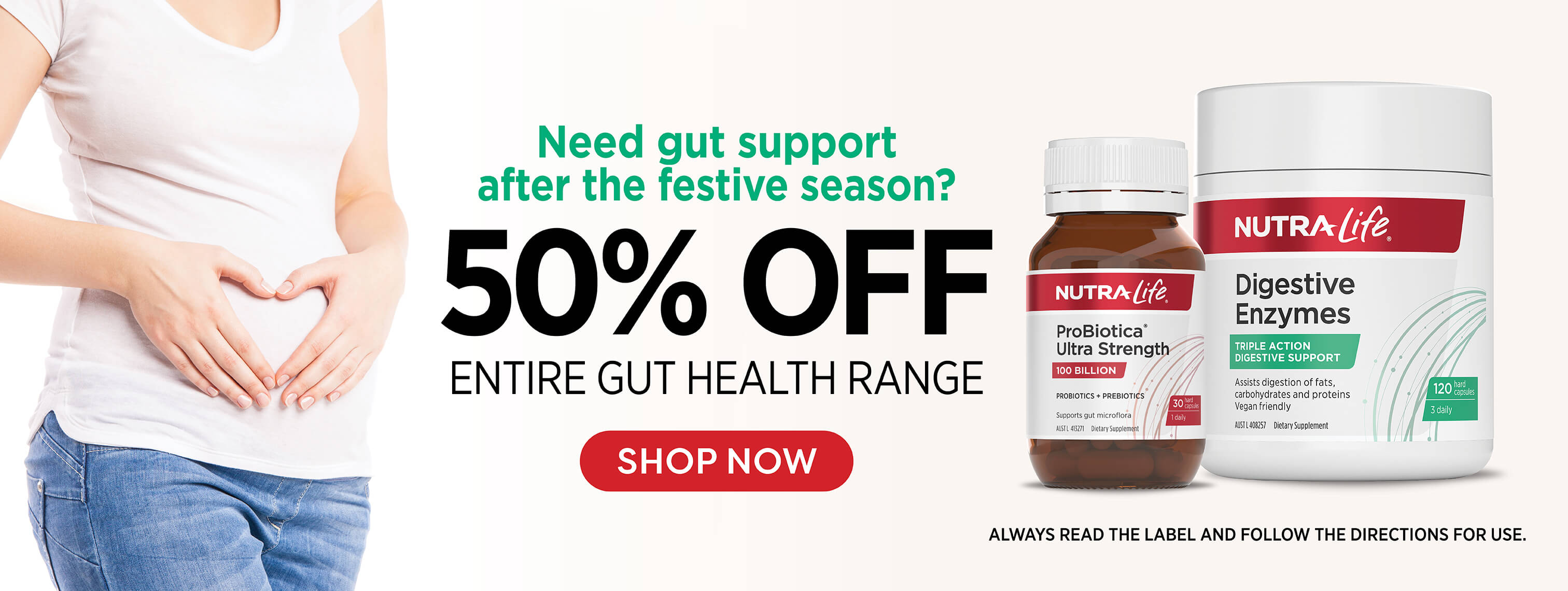 50% off gut range banner