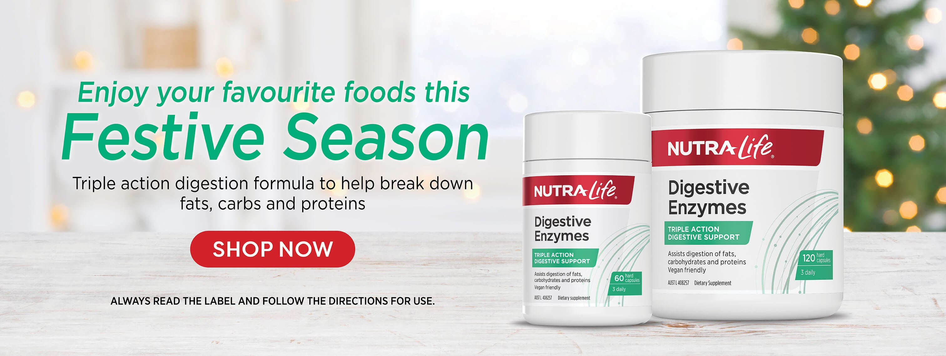 Digestive Enzymes holiday banner desktop