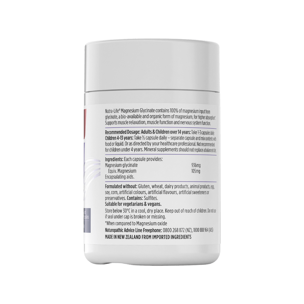 Magnesium Glycinate Capsules | High Absorption Muscle Support | Nutra ...