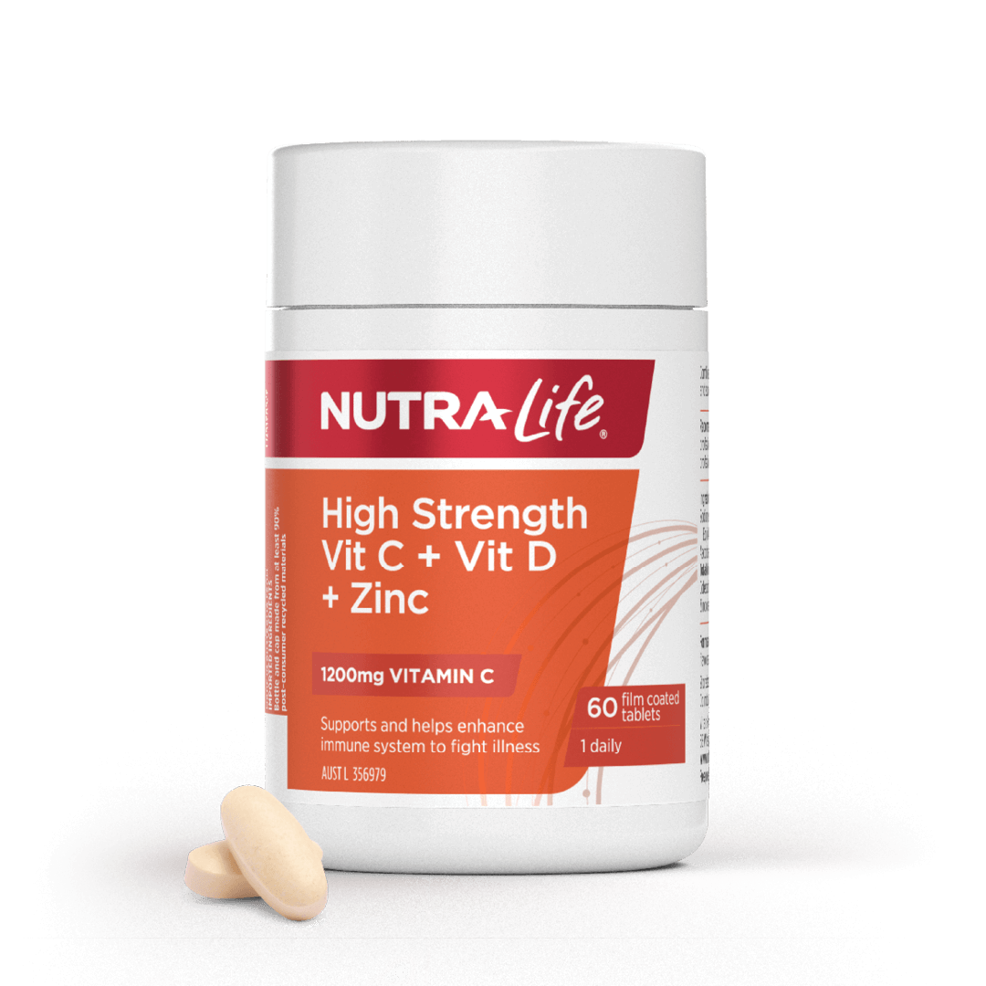 High Strength Vit C + D + Zinc 60 tablets